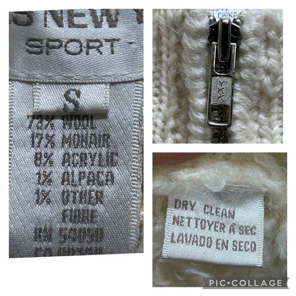 Jones New York Sport Hand Knit Mohair Wool Sweater S Long Cardigan Cream Zip - Picture 9 of 9